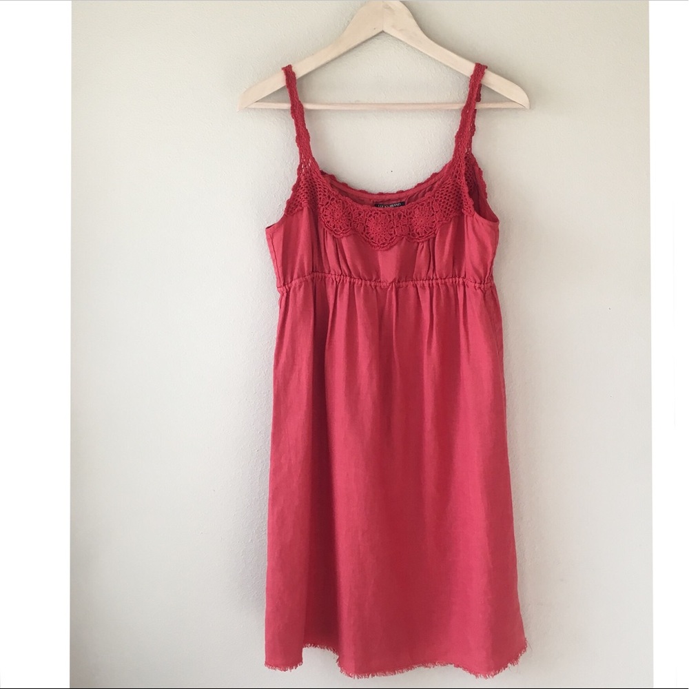 Lucky Brand Coral Linen Empire Waist Dress